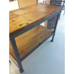 Industriële tafel, wandtafel, werktafel, sidetable, werkbank