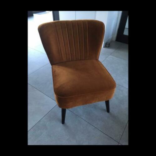 Mooie fluwelen/velvet Fauteuil cognac/goud kleur. Zie foto’s