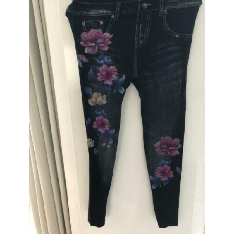 Elastische legging nauwsluitend imitatie jeans demin s/m
