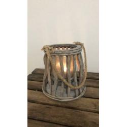 Kaarthouder glas met hout 20 cm H / 18 cm B