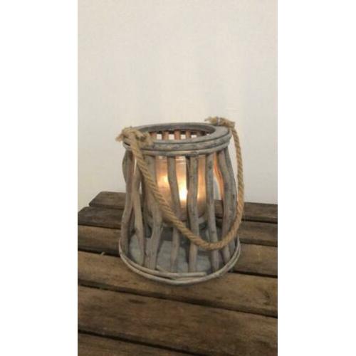 Kaarthouder glas met hout 20 cm H / 18 cm B