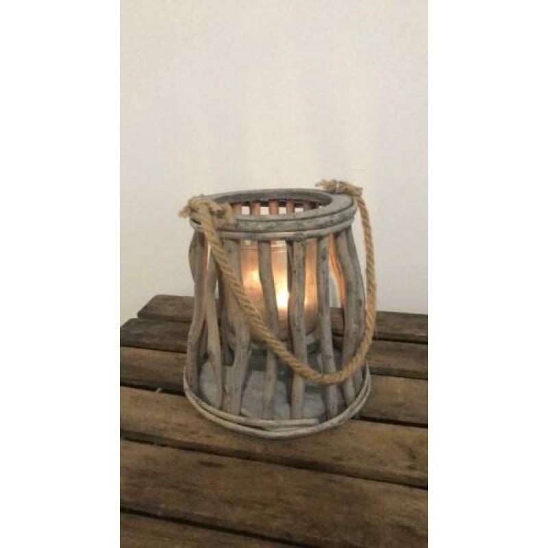 Kaarthouder glas met hout 20 cm H / 18 cm B