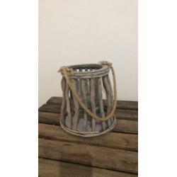 Kaarthouder glas met hout 20 cm H / 18 cm B