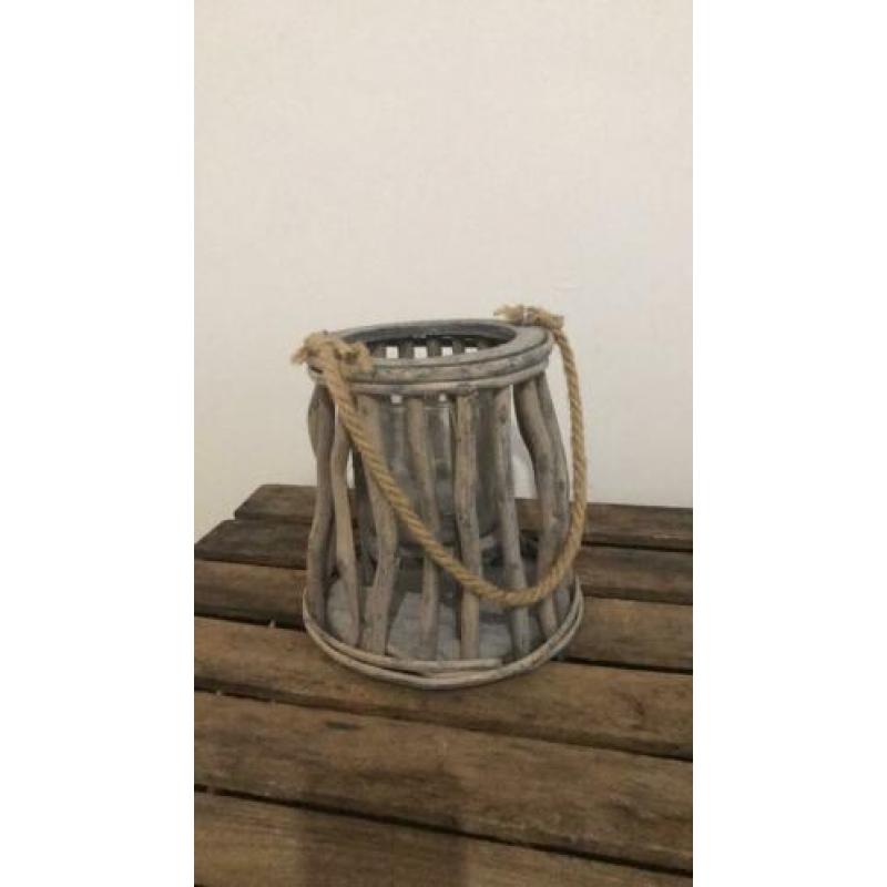 Kaarthouder glas met hout 20 cm H / 18 cm B