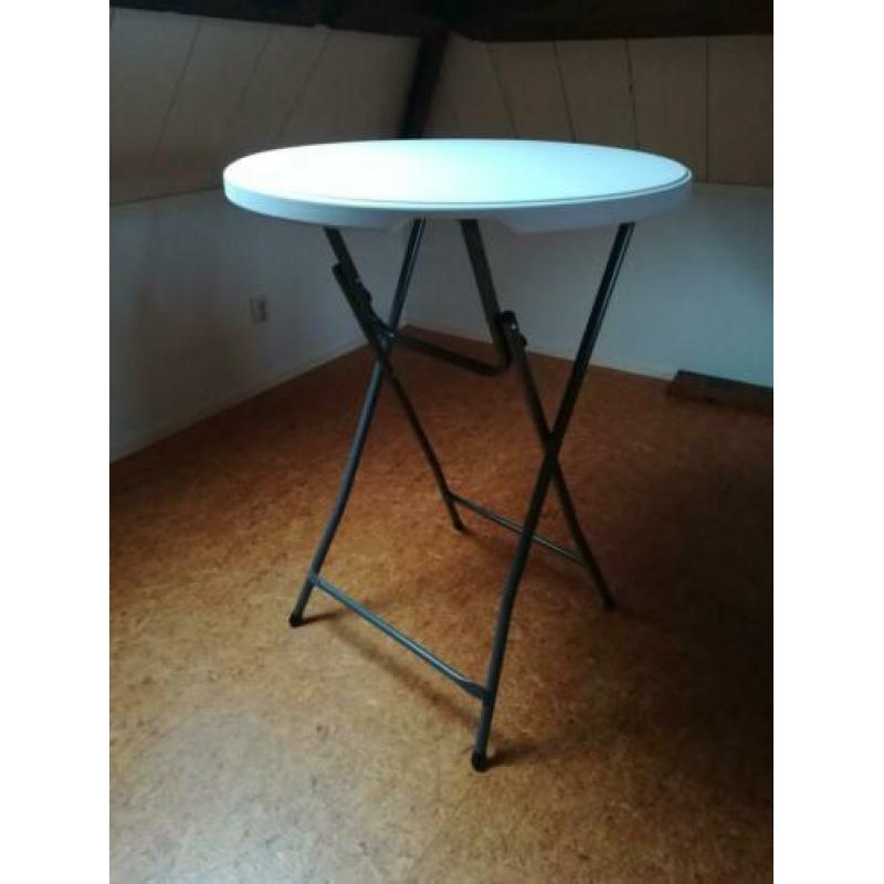 Statafel 110H x diameter 80cm metalen onderstel 1 x gebruikt