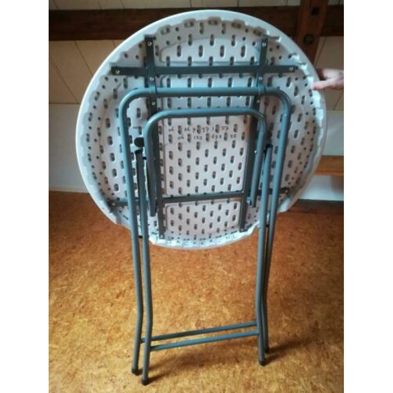 Statafel 110H x diameter 80cm metalen onderstel 1 x gebruikt