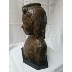 beeld buste brons jong meisje gesigneerd Cyriel de Brauwer