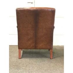 Engelse fauteuil in rundleer van Jeantique