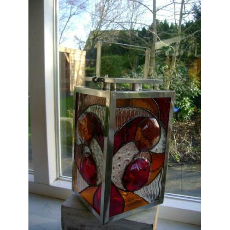 Lantaarn rood oranje glas tiffany 3D glasfusing