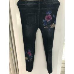 Elastische legging nauwsluitend imitatie jeans demin s/m