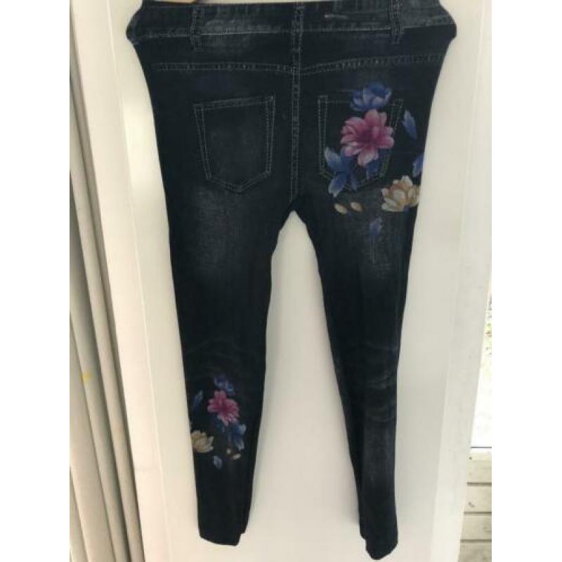 Elastische legging nauwsluitend imitatie jeans demin s/m