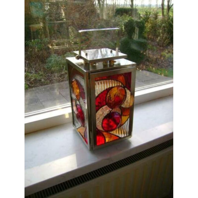 Lantaarn rood oranje glas tiffany 3D glasfusing