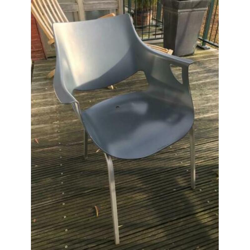6 design terrasstoelen, stapelbaar
