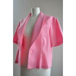 Vintage roze cropped blazer, korte mouwen
