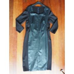 SOYA CONCEPT, zwarte jurk met leather-look detail, mt. M.