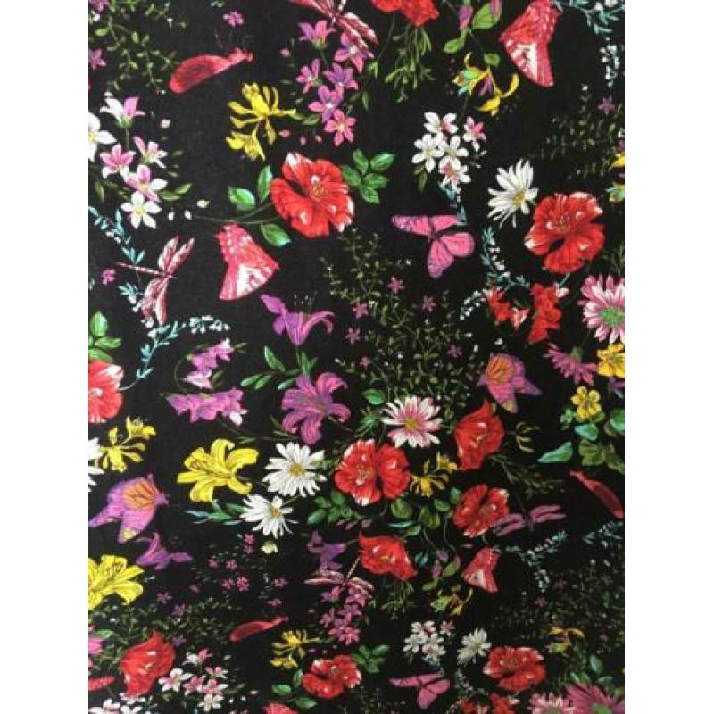 Zara maxi jurk roze geel zwart floral bloemen l 42 zgan