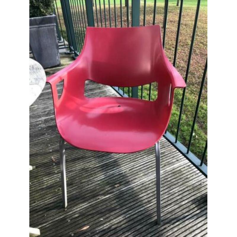 6 design terrasstoelen, stapelbaar