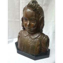 beeld buste brons jong meisje gesigneerd Cyriel de Brauwer