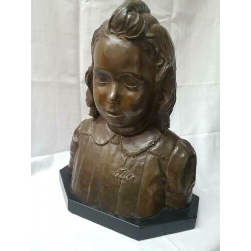 beeld buste brons jong meisje gesigneerd Cyriel de Brauwer