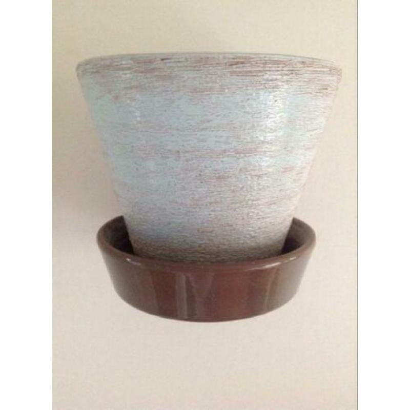Vintage ADCO Wandbloempot Hangpot Hertshoorn Turquoise Terra