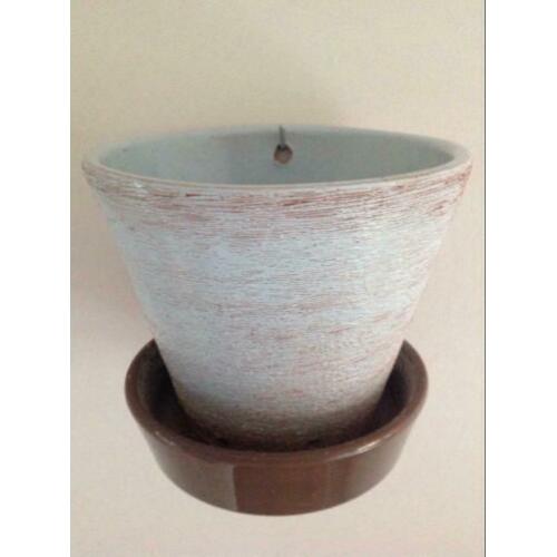 Vintage ADCO Wandbloempot Hangpot Hertshoorn Turquoise Terra