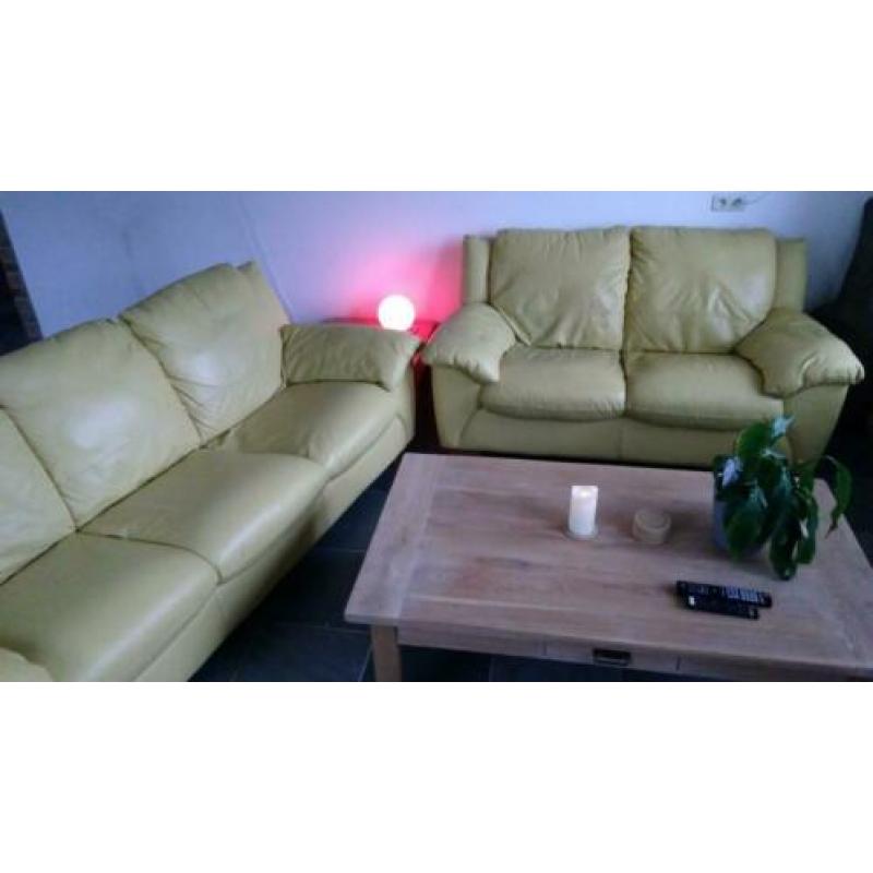 Contempo Sofa bankstel 2+3 zits leder.