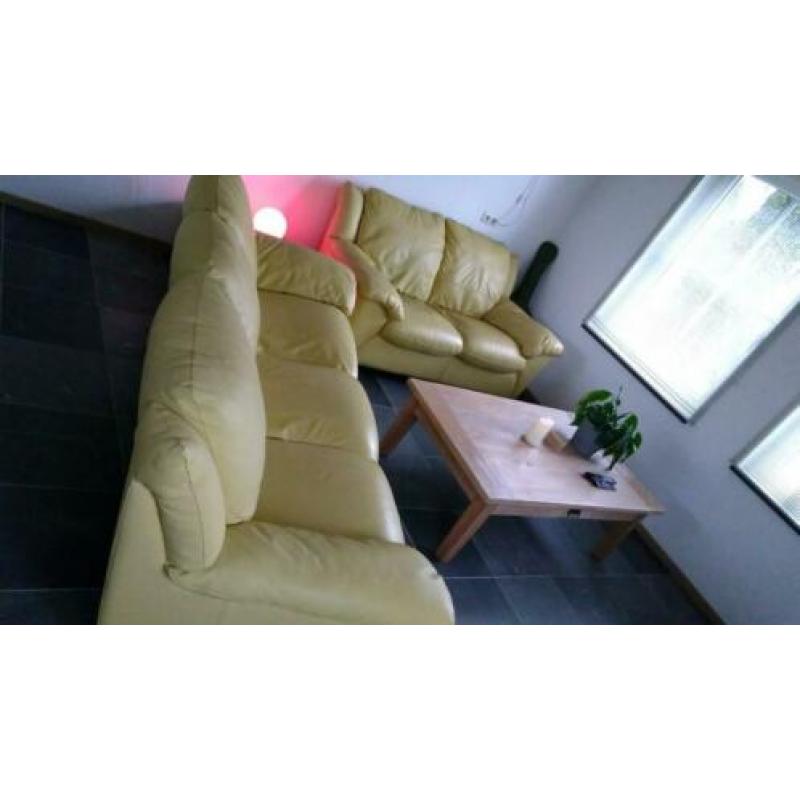 Contempo Sofa bankstel 2+3 zits leder.