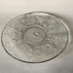 Retro Platte ABC persglazen schaal Leerdam