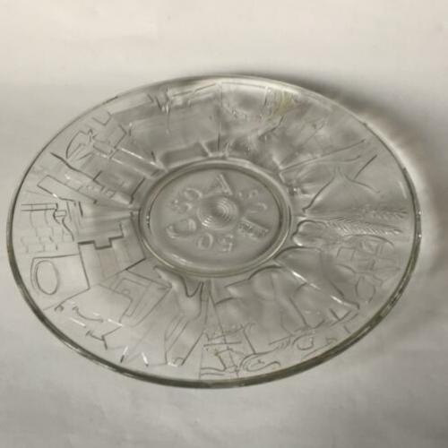 Retro Platte ABC persglazen schaal Leerdam