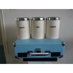 3 KOFFIE THEE SUIKER BUSSEN BLIKKEN Brabantia creme vintage