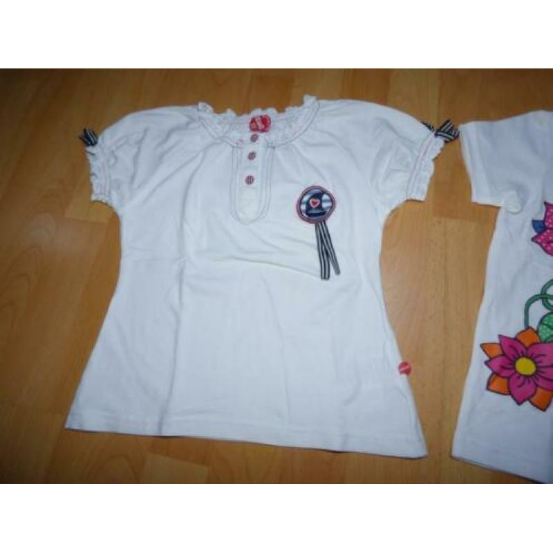 2 Mooie witte t-shirten van Paglie, maat 110/116 NIEUW!