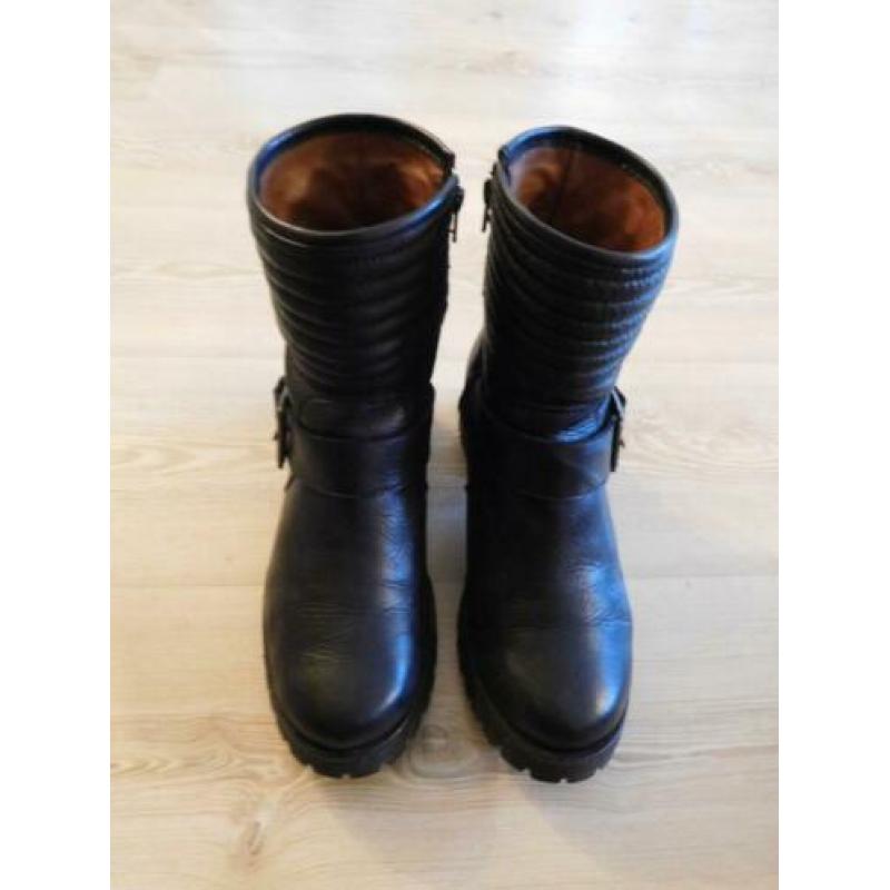 BIJNA NIEUW!!! Gave leren Nubikk cowboy/biker laarsjes 40/41