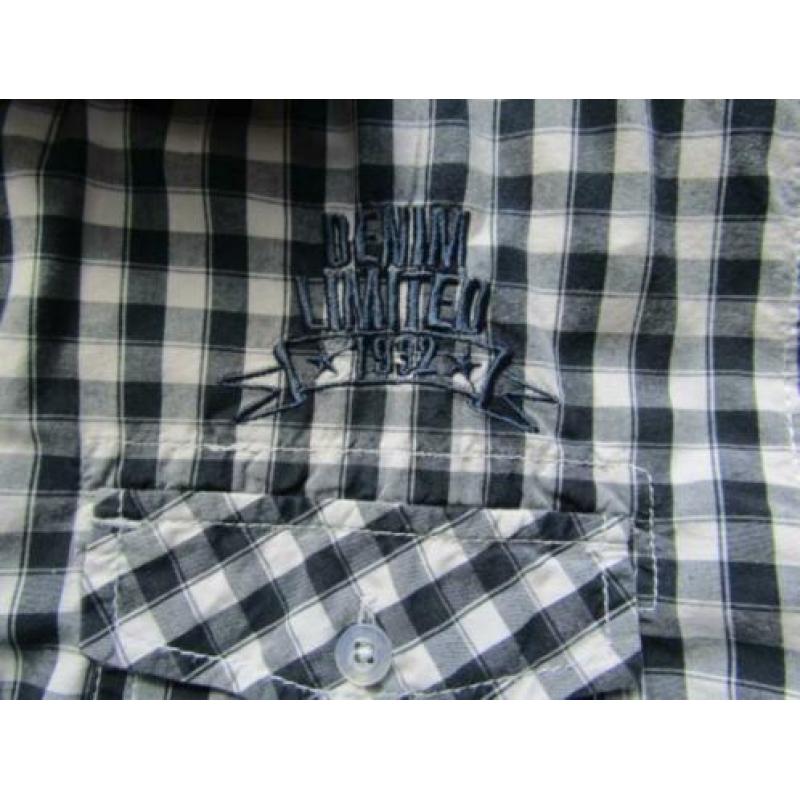D419 Unsigned mt S overhemd blauw wit ruit