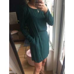 Mbym jurkje flessengroen boho casual longsleeve blogger