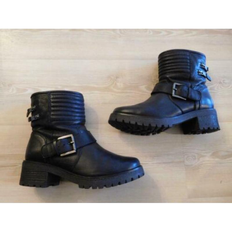 BIJNA NIEUW!!! Gave leren Nubikk cowboy/biker laarsjes 40/41