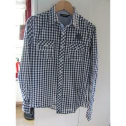 D419 Unsigned mt S overhemd blauw wit ruit