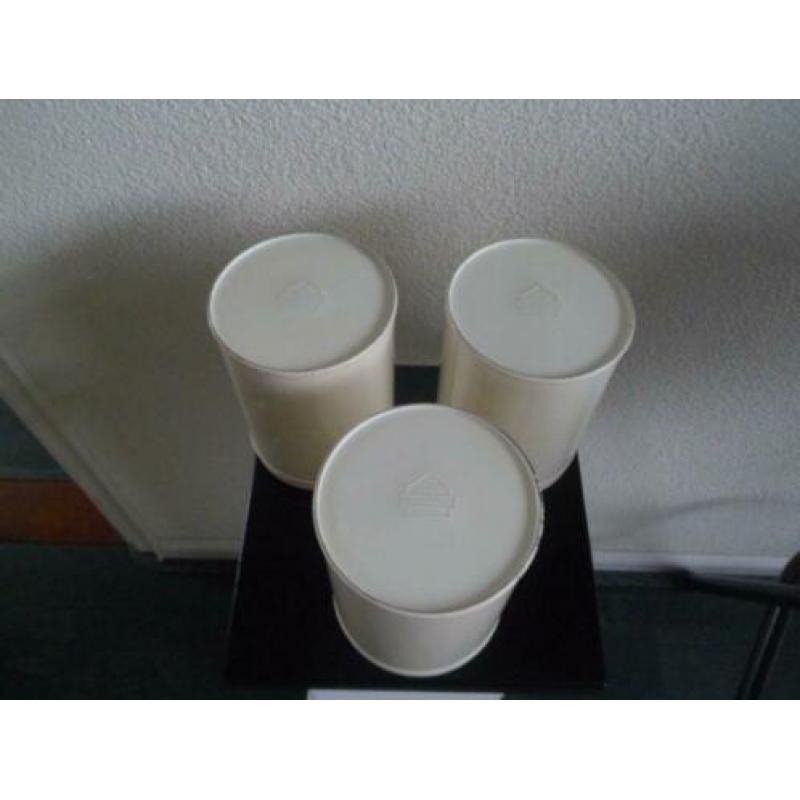 3 KOFFIE THEE SUIKER BUSSEN BLIKKEN Brabantia creme vintage