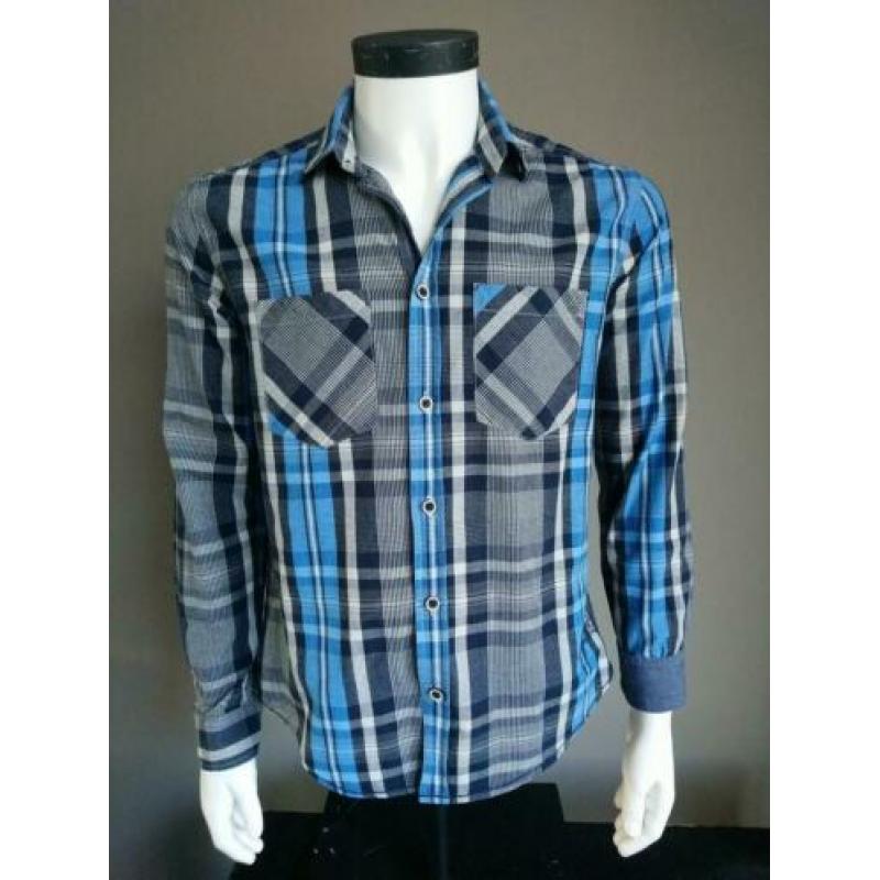 Jack and Jones overhemd. Blauw Wit geruit motief. Maat S