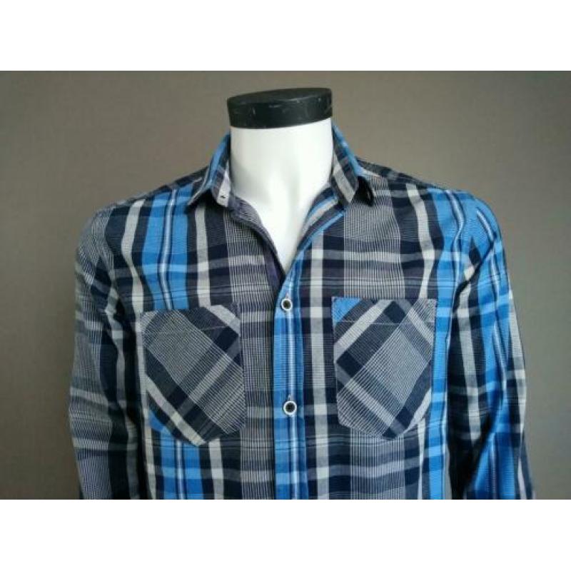 Jack and Jones overhemd. Blauw Wit geruit motief. Maat S