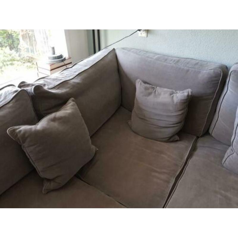 Hoekbank/ loungebank antraciet grijs, stof