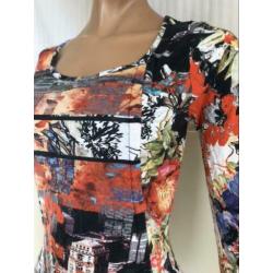 Miss Etam zacht tretch tricot floral bloemen jurk S xS