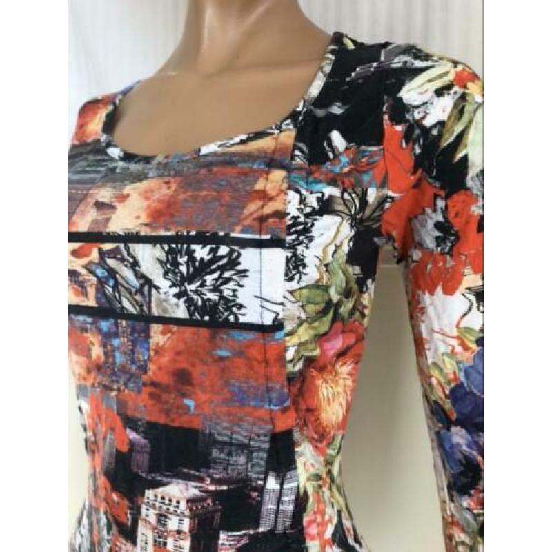 Miss Etam zacht tretch tricot floral bloemen jurk S xS