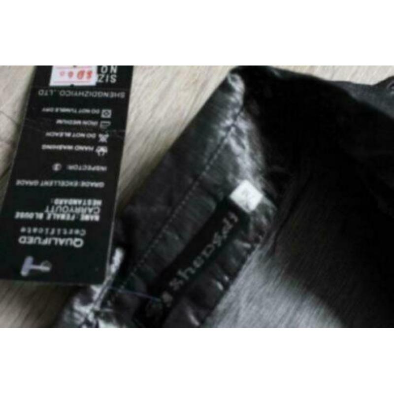 Zilver glanzende stretch gala katoen blouse maat M nr1 nieuw