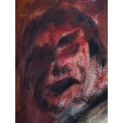 Olieverf op papier onbekende kunstenaar