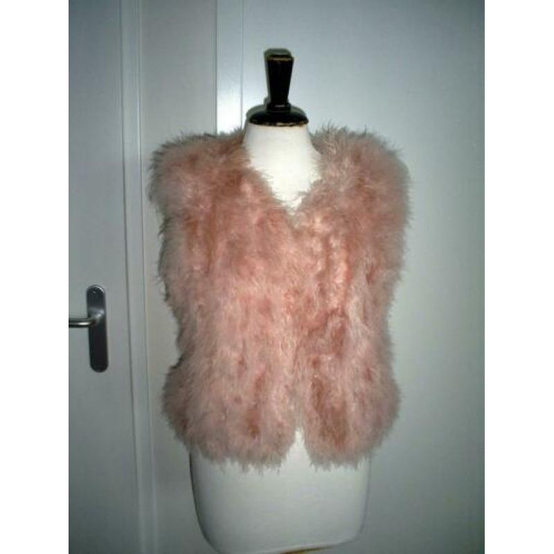 roze body van veertjes maat M
