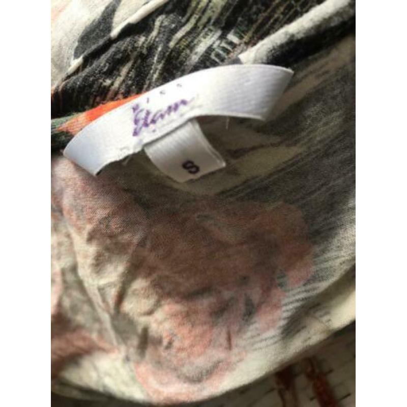 Miss Etam zacht tretch tricot floral bloemen jurk S xS