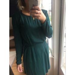 Mbym jurkje flessengroen boho casual longsleeve blogger