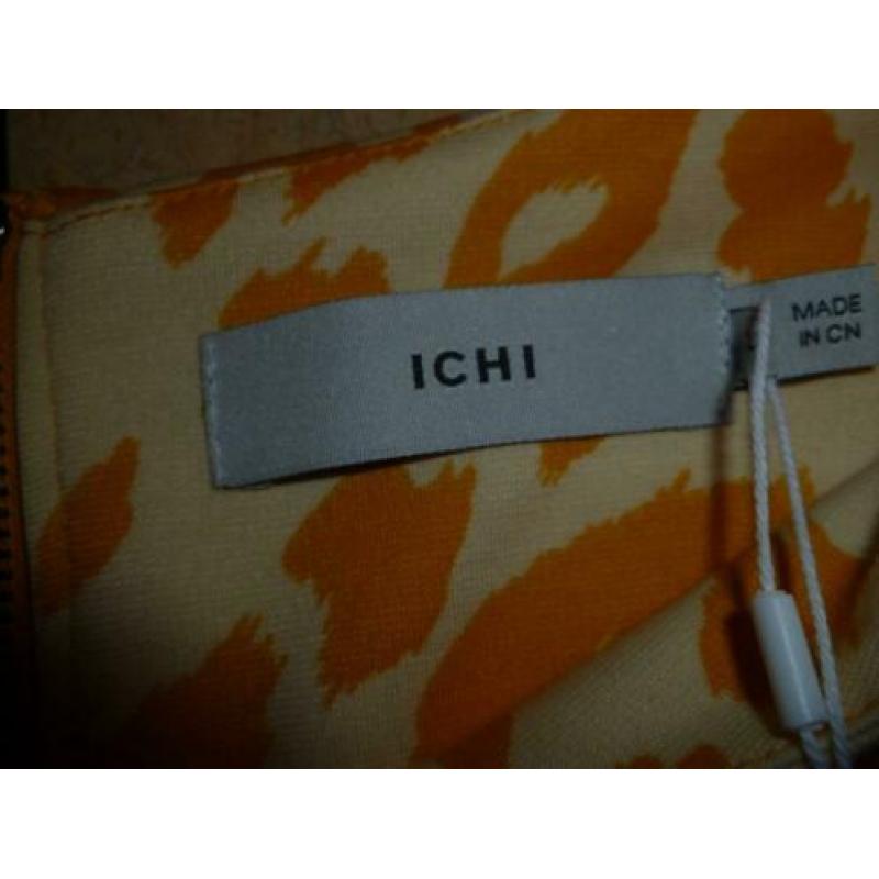 ICHI jurk lente zomer jurk warmgeel creme mt L (40-42) nieuw