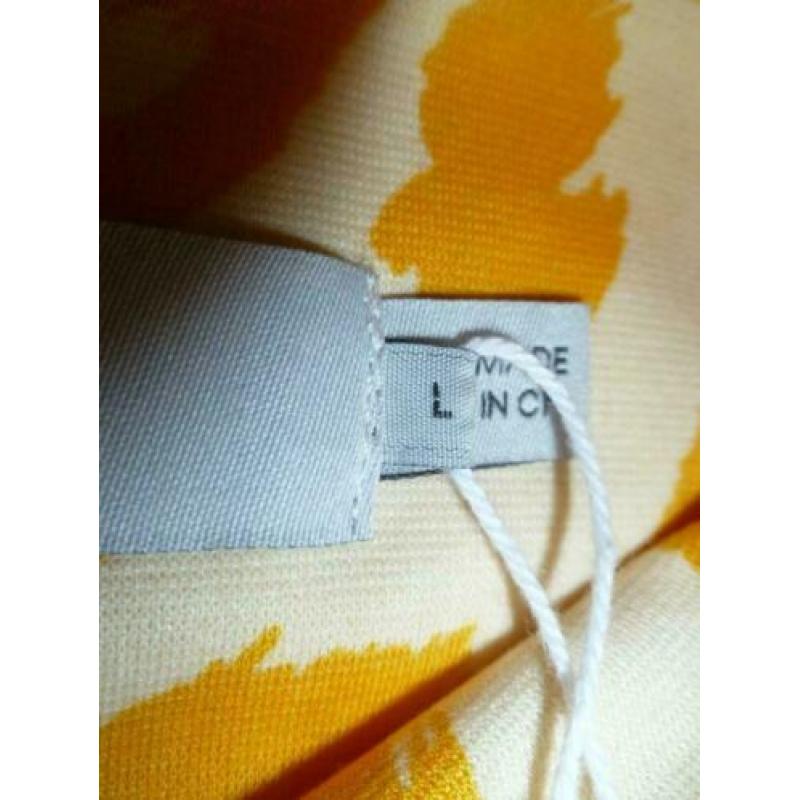 ICHI jurk lente zomer jurk warmgeel creme mt L (40-42) nieuw