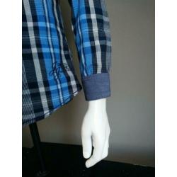 Jack and Jones overhemd. Blauw Wit geruit motief. Maat S